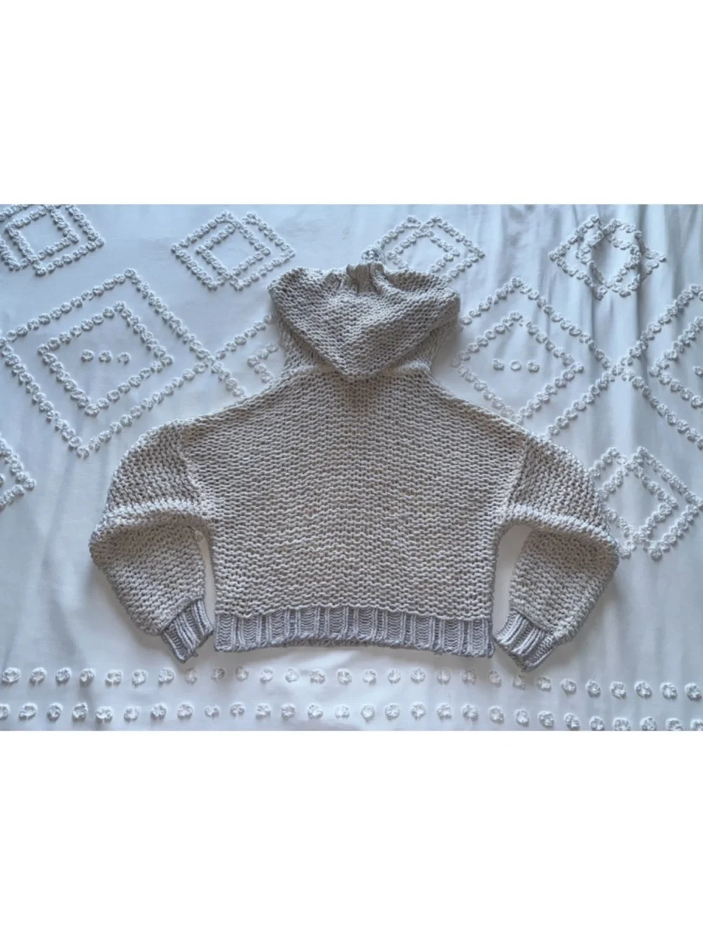 Free People Cream Knit Cowl Sweater with Tassel Tie - Picture 4 of 10